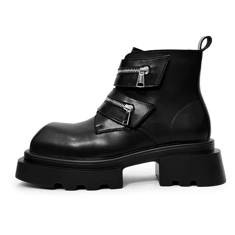 men fashion punk hip hop platform boots brand designer shoes cowboy original leather boot stylish square toe motorcycle botas