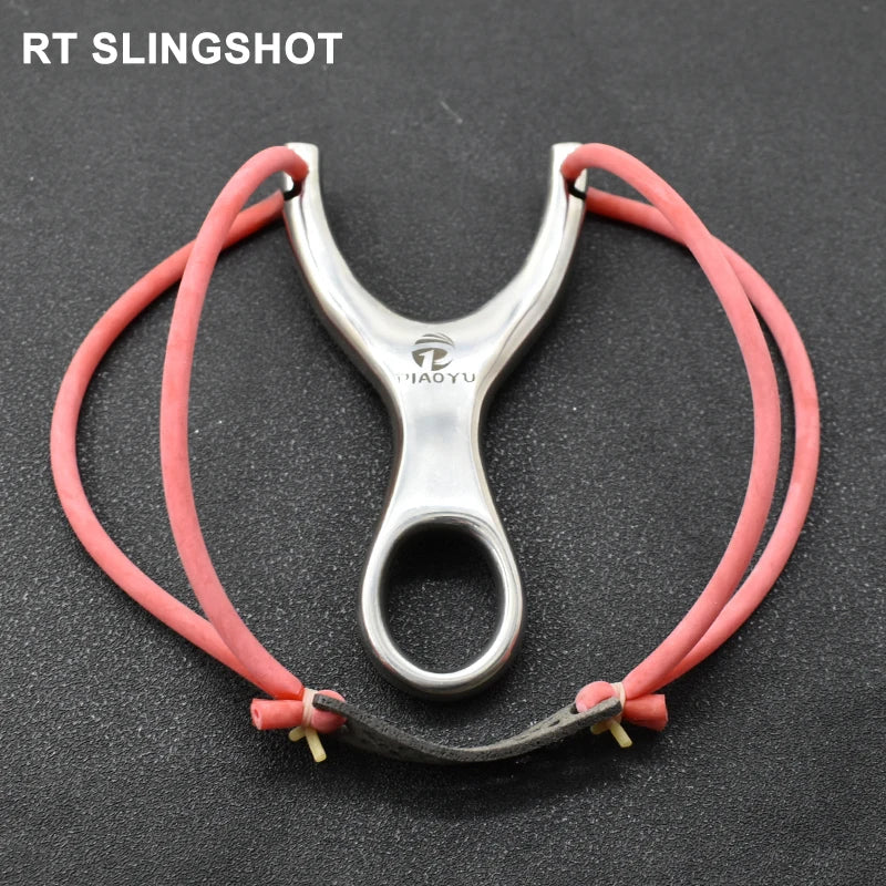 Stainless Steel Slingshot Metal Slingshot Catapult Powerful Hunting Equipment Portable Shooting Leisure Toy With Rubber Band