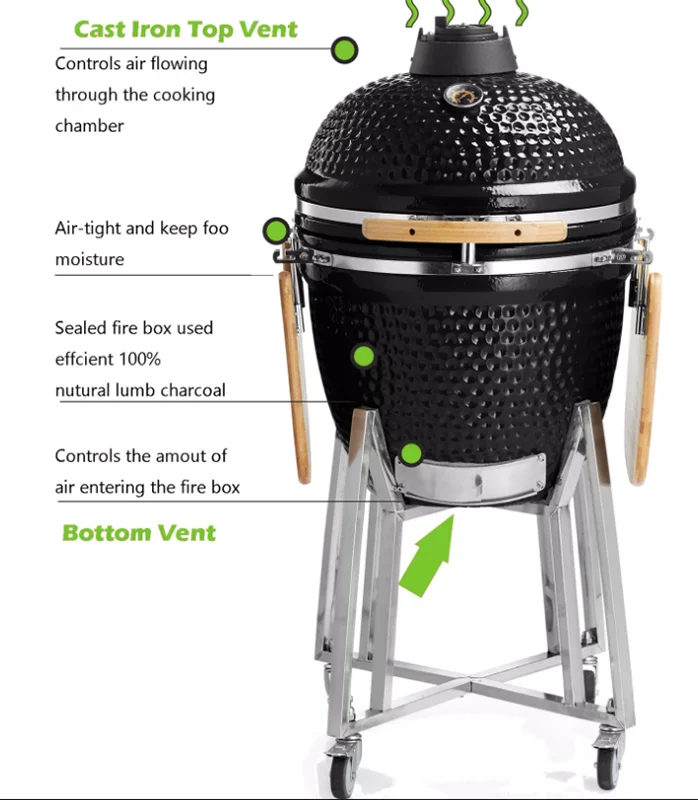 Auplex Wholesale Barbeque Asador Portable Charcoal 21-Inch Kamado Ceramic Grills BBQ