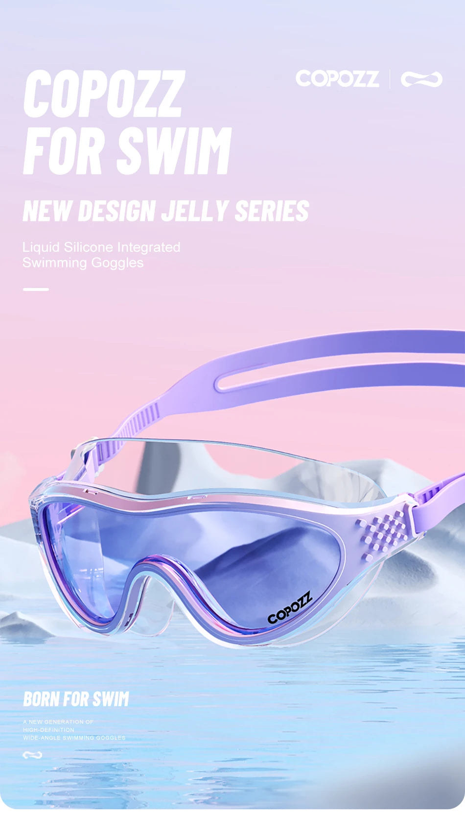 Big Frame Professional Swimming Waterproof Food Grade Silicone Glasses Swim Eyewear Anti-Fog UV Adult Men Women Diving Goggles