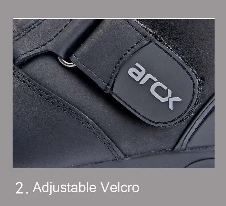 ARCX Motorcycle Boots Genuine Cow Leather Motocross Boots waterproof Moto Boots Motorbike Riding Boots Black Botas Moto