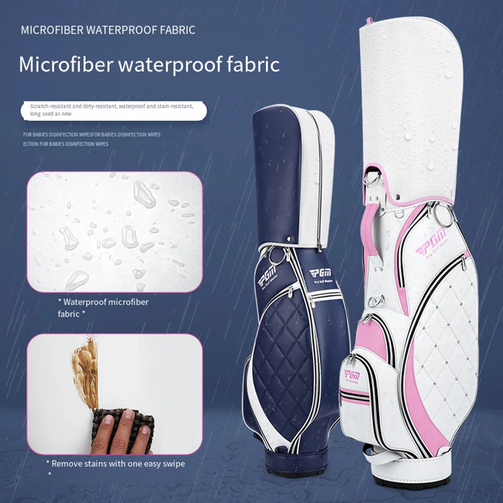 PGM Women Golf Stand Bag Portable Thickened Waterproof Cloth Ball Bag Wear Resistant High Quality Light TPU Golf Clubs Bag QB103