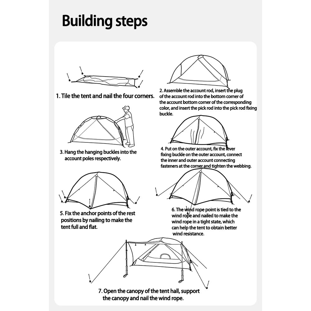 Naturehike Mongar UL 2 Person Backpacking Tent 15D Ultralight Travel Tent Waterproof Hiking Survival Outdoor Camping Tent