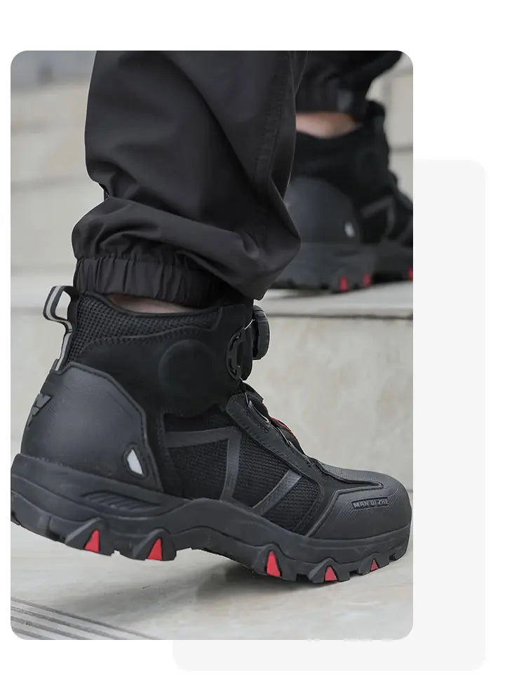 FEHER Motorcycle Boots BOA System CE Level 2 Foot Protection Hiking Shoes Waterproof All Season for Rider and Wilderness Climber