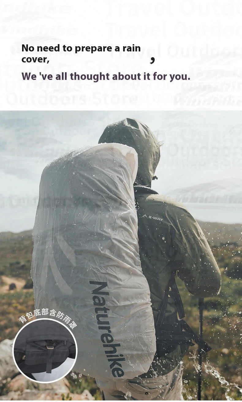 Naturehike 70+5L Backpack Camping Hiking Trekking Backpacking Lightweight Travel Bag With Aluminium Alloy Frame Waterproof Cover