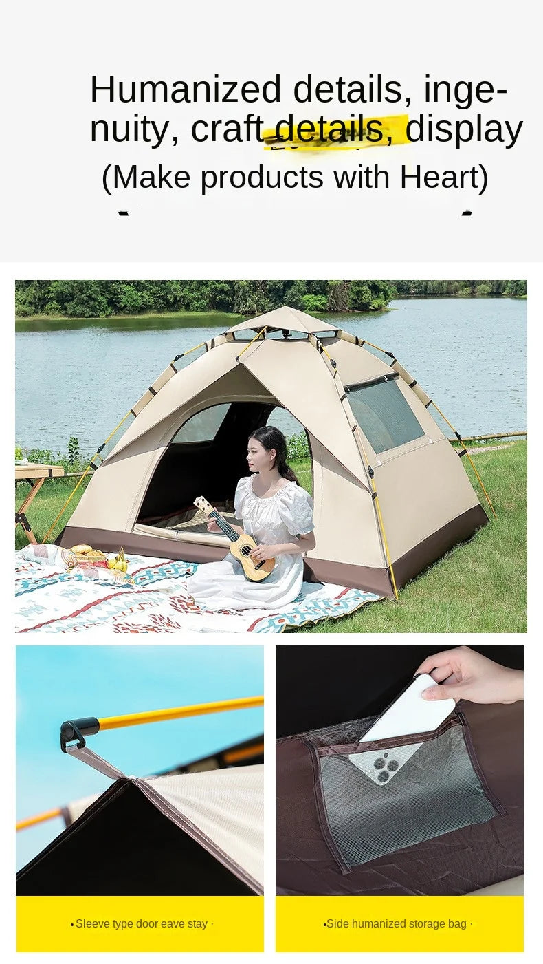 2 3 4 Person Outdoor Camping Family Automatic Waterproof Quick Opening Tent Mosquito Proof Party Portable Beach Hiking Cycling