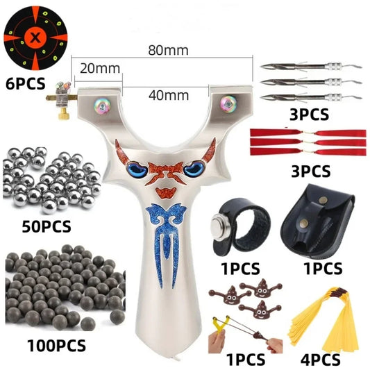 Aluminum material Outdoor Sports Hunting Alloy Shooting Slingshot Rubber Belt High-precision Shooting Alloy Slingshot Catapult