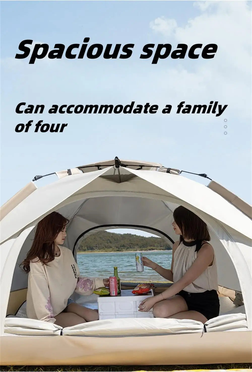 Camping Waterproof Tent 2-3 People One-touch Camping Tent Outdoor Ultralight Portable Sun Shelter Beach Tent for Outdoor Fishing