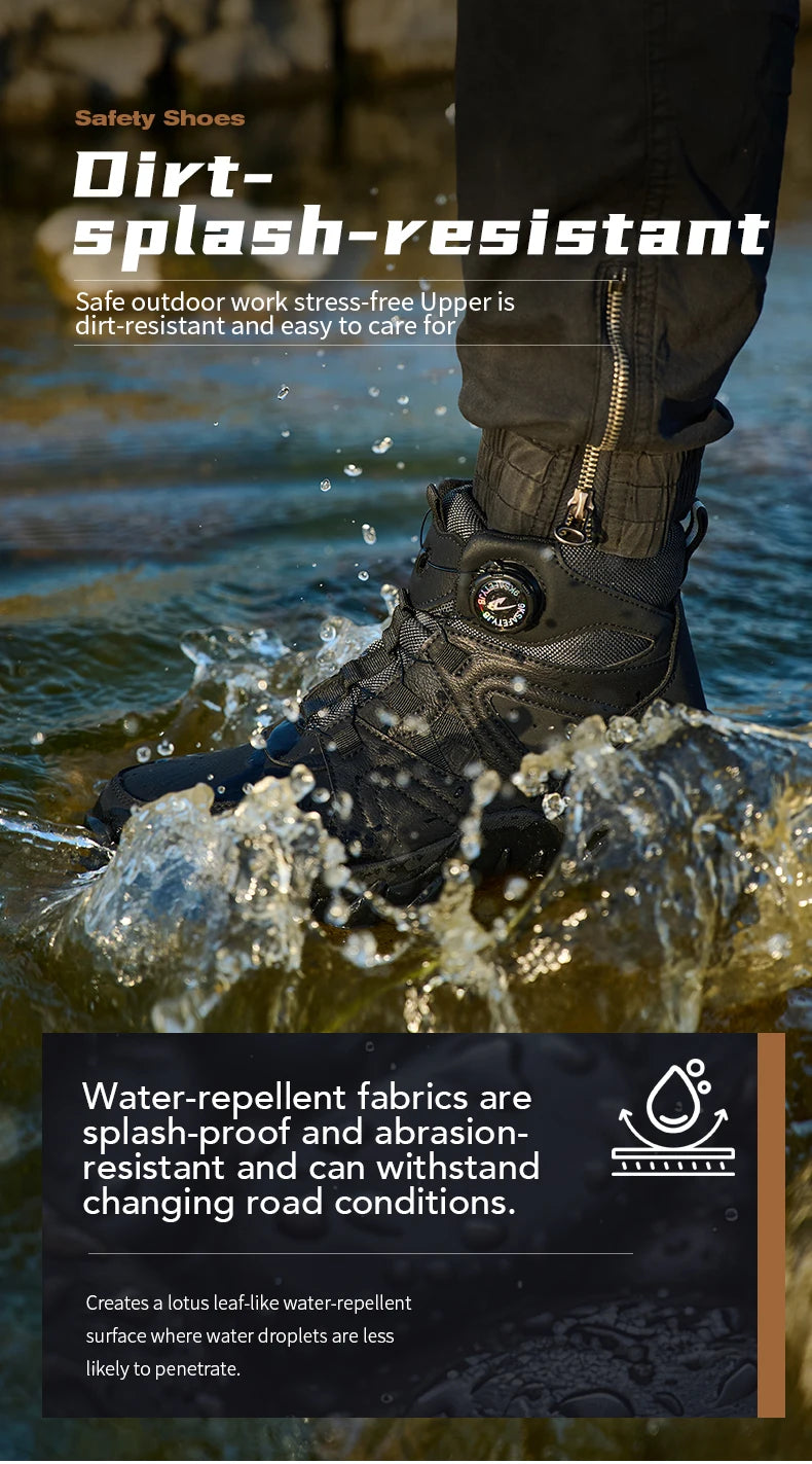 Rotating button Safety Boots Men Outdoor tactical boots Indestructible shoes Puncture-Proof Work Boots Steel toe shoes Sneakers