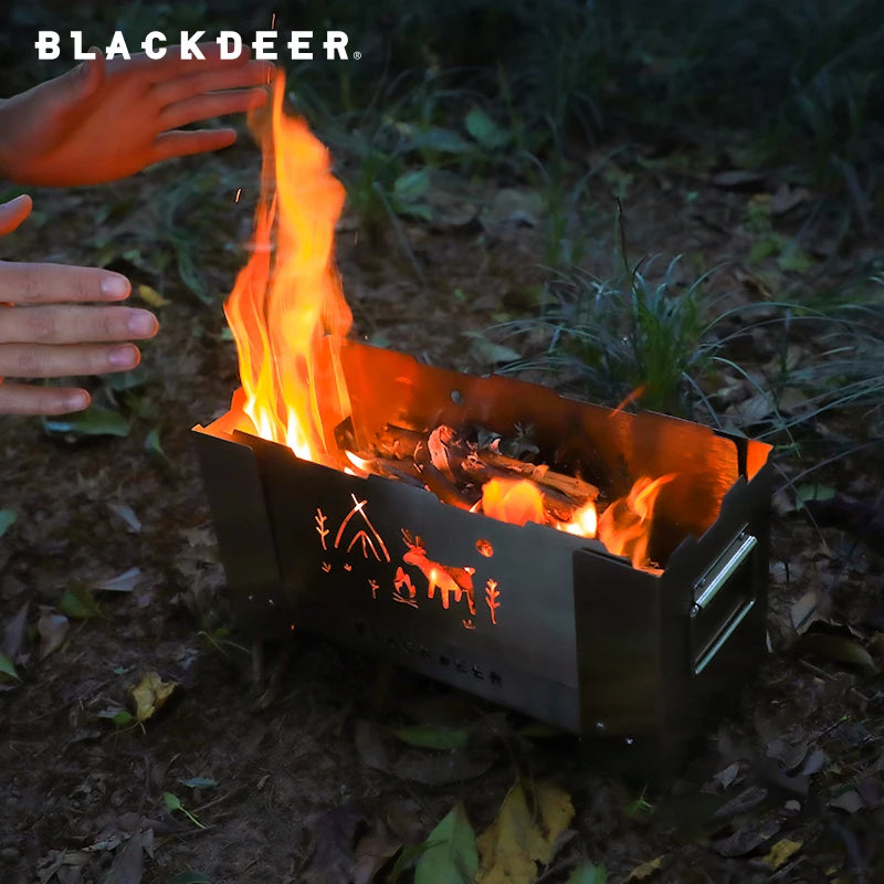 BLACKDEER Outdoor titanium Windproof Wood Stove Furnace Portable Picnic Stove Cooking Camping Burner Barbecue grill BBQ 1kg
