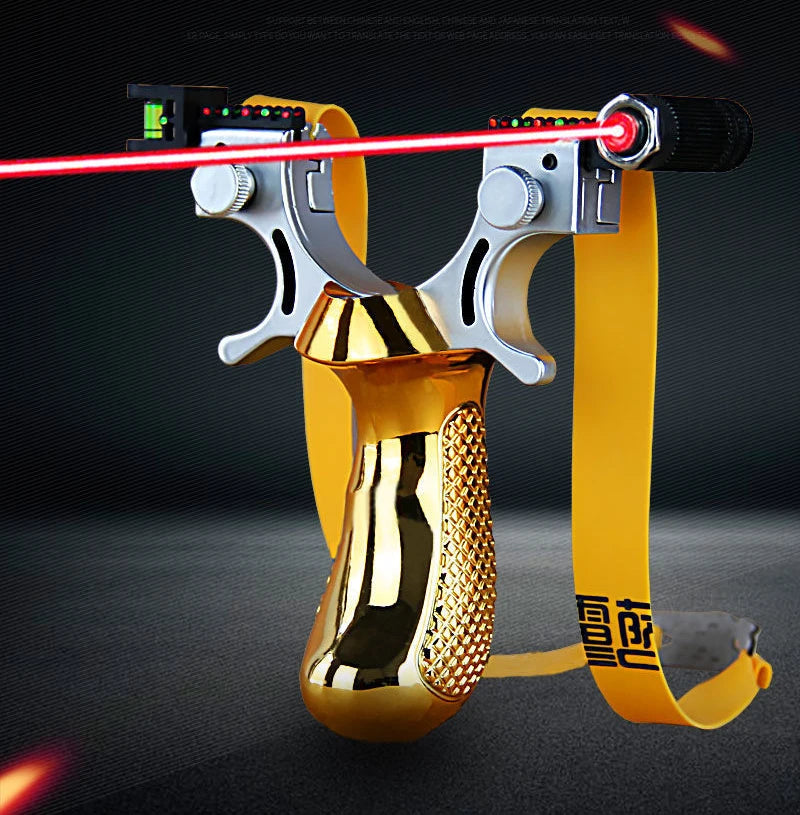 Laser Aiming Slingshot Set Resin Outdoor Hunting Catapult with Flat Rubber Band Outdoor High Precision Shooting Accessories Tool
