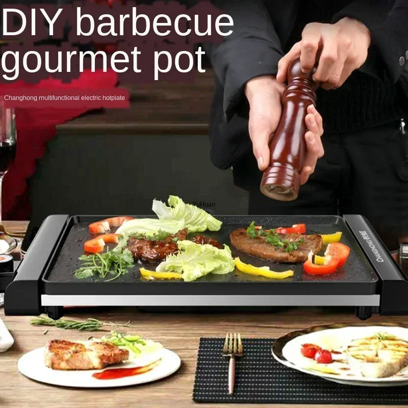 220V Large Electric Grill Barbecue Household Smokeless Electric Grill Pan Non-stick Grill Pan Grilled Fish Electric C