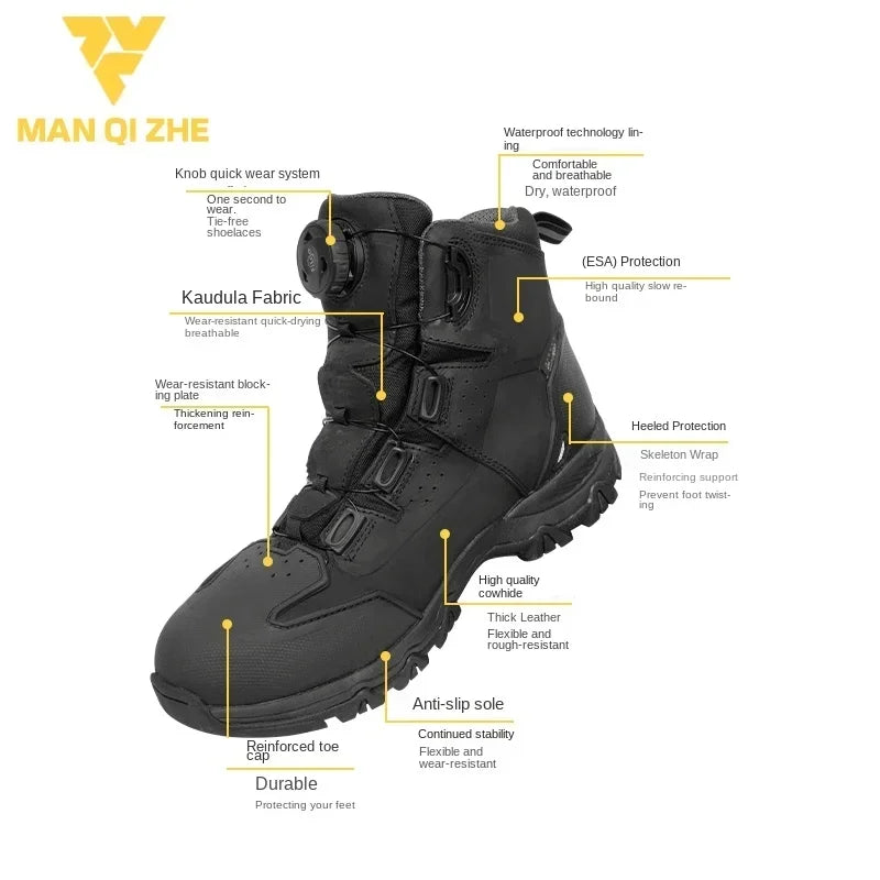 Motorcycle Boots Cowhide Waterproof Motorbike Travel Botas Hiking Shoes Road Cycling Zapatos Men Four Season For KTM For Honda