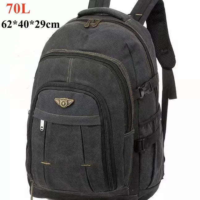 55L 70L Canvas Sports Backpack Men Outdoor Hiking Camping Travel Bag Luggage Rucksack Large Capacity Climbing Tactical Backpack