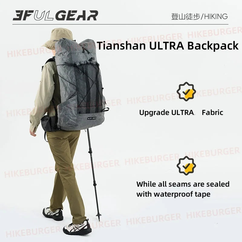 3F UL GEAR Tianshan ULTRA 200X Backpack 35+10L Outdoor Ultralight UHMWPE Bag Waterproof Tear Resistance Camping Hiking Pack 960g