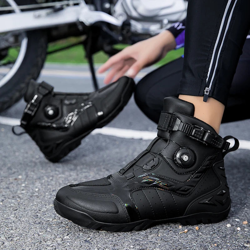 Waterproof Motorcycle Boots Man Wear-Resistant Motocross Boot Breathable Women Motorcycle Anti-Slip Motorcycle Shoes Anti-Fall