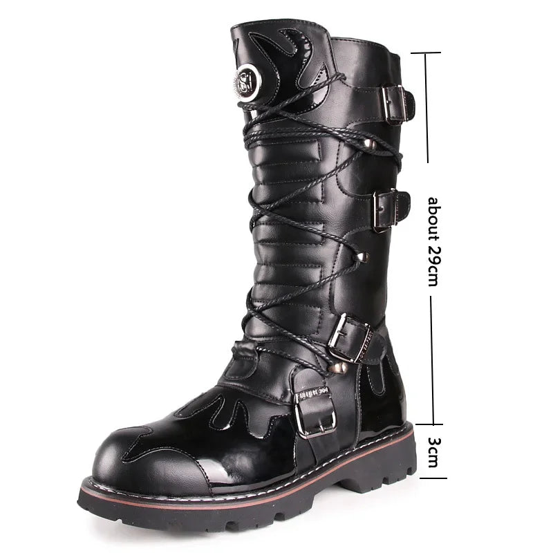 High Quality Motorcycle High Boots Black Thick Soled Anti Slip Tactical Boots Waterproof Casual Boots Outdoor Casual Shoes