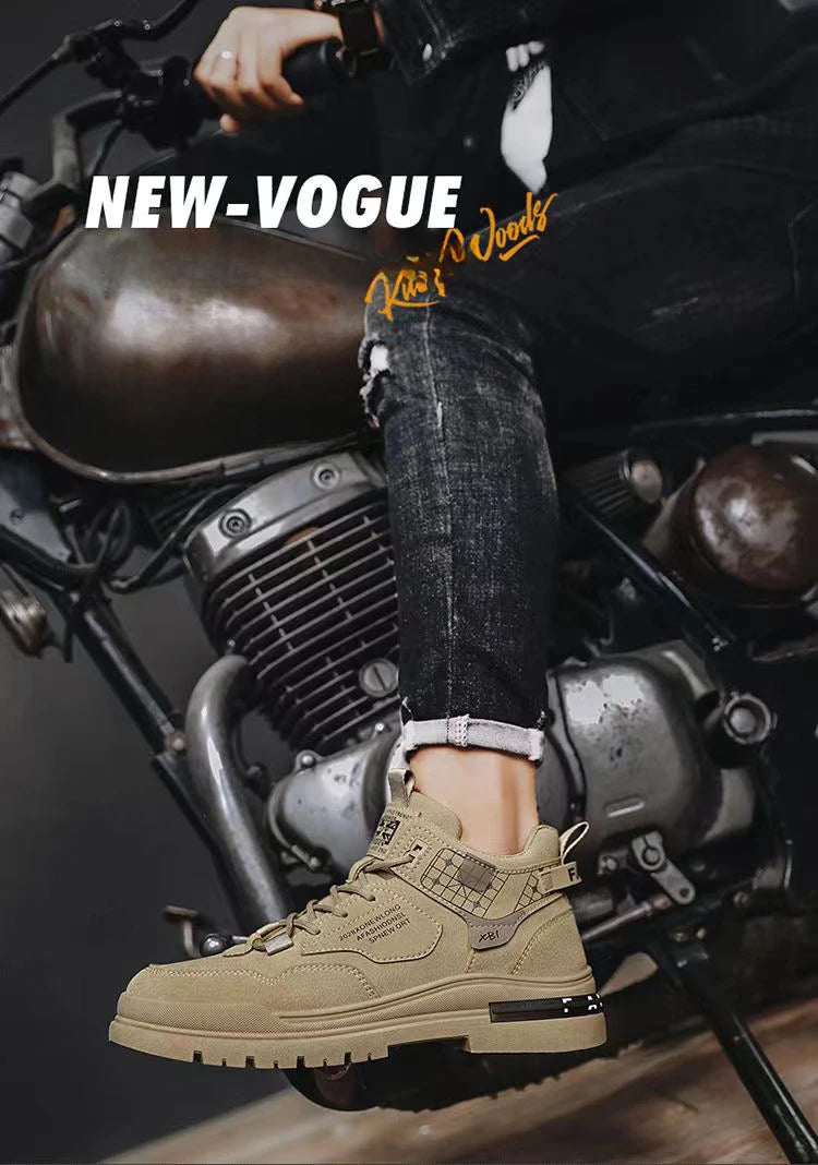 Men's Boots Mens Luxurious Design Casual Shoes Mens Motorcycle Boots Men's Waterproof and Wear-resistant Work Shoes