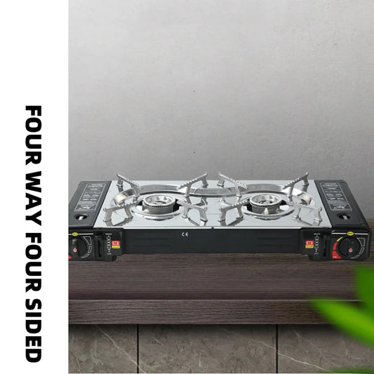 Outdoor Portable Dual Head Stove Card Type Outdoor Barbecue Stove Camping Gas Stove
