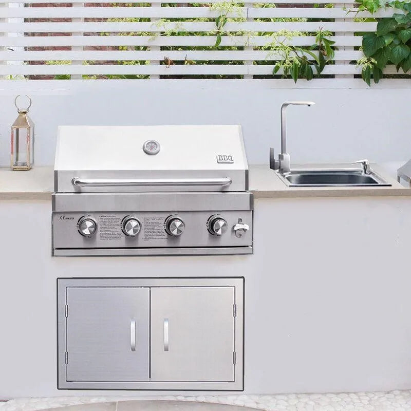 304 stainless steel embedded barbecue stove courtyard gas barbecue grill charcoal gas dual-purpose stewing stove BBQ