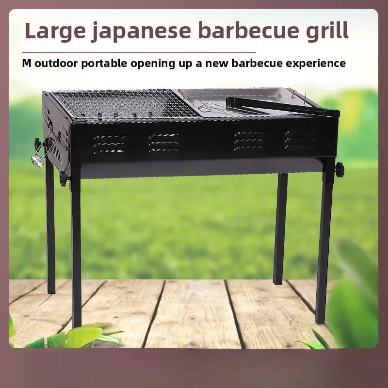 Large Japanese BBQ Grill Thickened Folding Outdoor BBQ Grill Portable BBQ Grill Removable Lifting