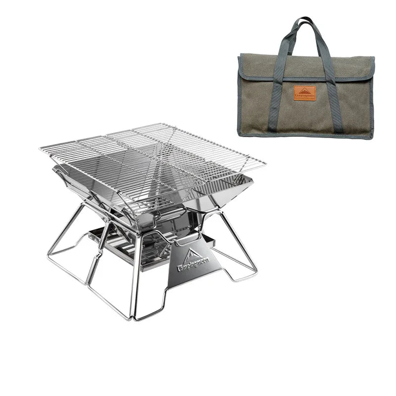 Portable Family BBQ Grill 2-3 Person Double Use Picnic Barbecue Charcoal Stove Campingmoon MT-2