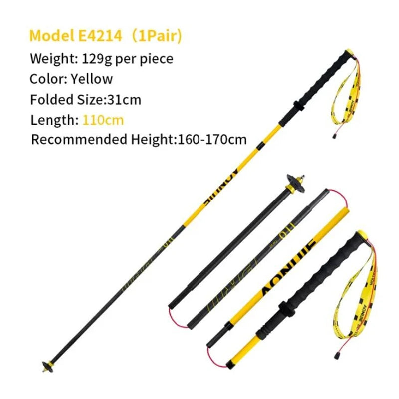 1 Pair AONIJIE E4214 Hiking Carbon Fiber Cross-country Poles Folding Trekking Pole Lightweight Walking Stick for Mountaineering