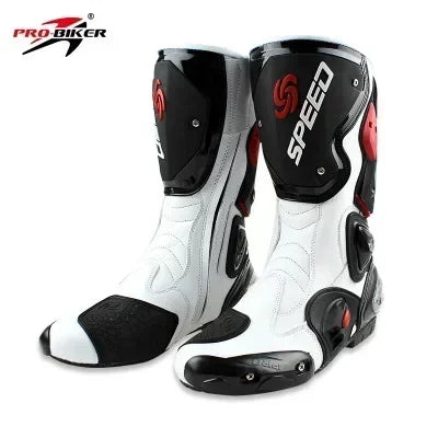 Riding Trider 100% NEW Motorcycle Boots Motocross Leather Long knee-high Shoes white black moto GP dirty bike SIZE 10-45 B1004