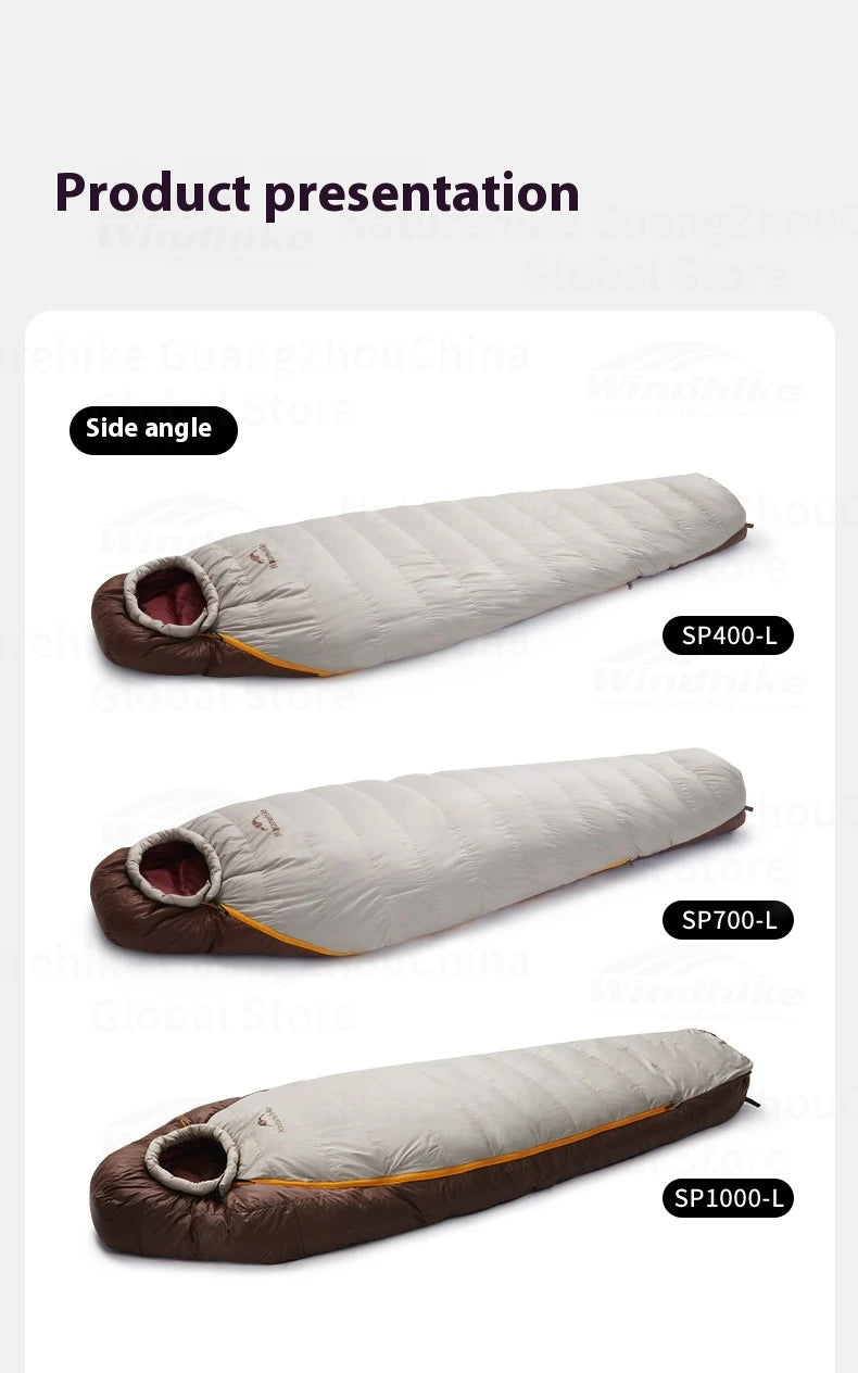 Naturehike Snowbird Sleeping Bag 650FP Duck Down Winter Warm Outdoor Camping Ultralight Hiking Mummy Sleeping Bag -18.6°C~3.8°C