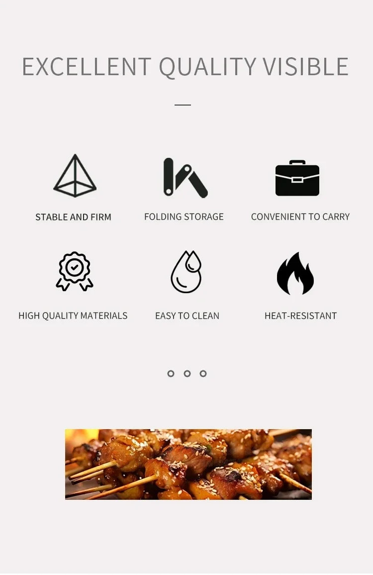 IGT Outdoor Stainless Steel Folding Barbecue Charcoal Grills Portable Camping Small Barbecue Oven Wild Journey