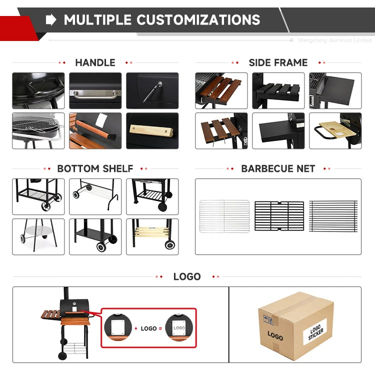 Outdoor Kitchen Barbeque Barbecue Large Heavy Duty Trolley Grill Barrel Charcoal Grill BBQ Smoker with Lid