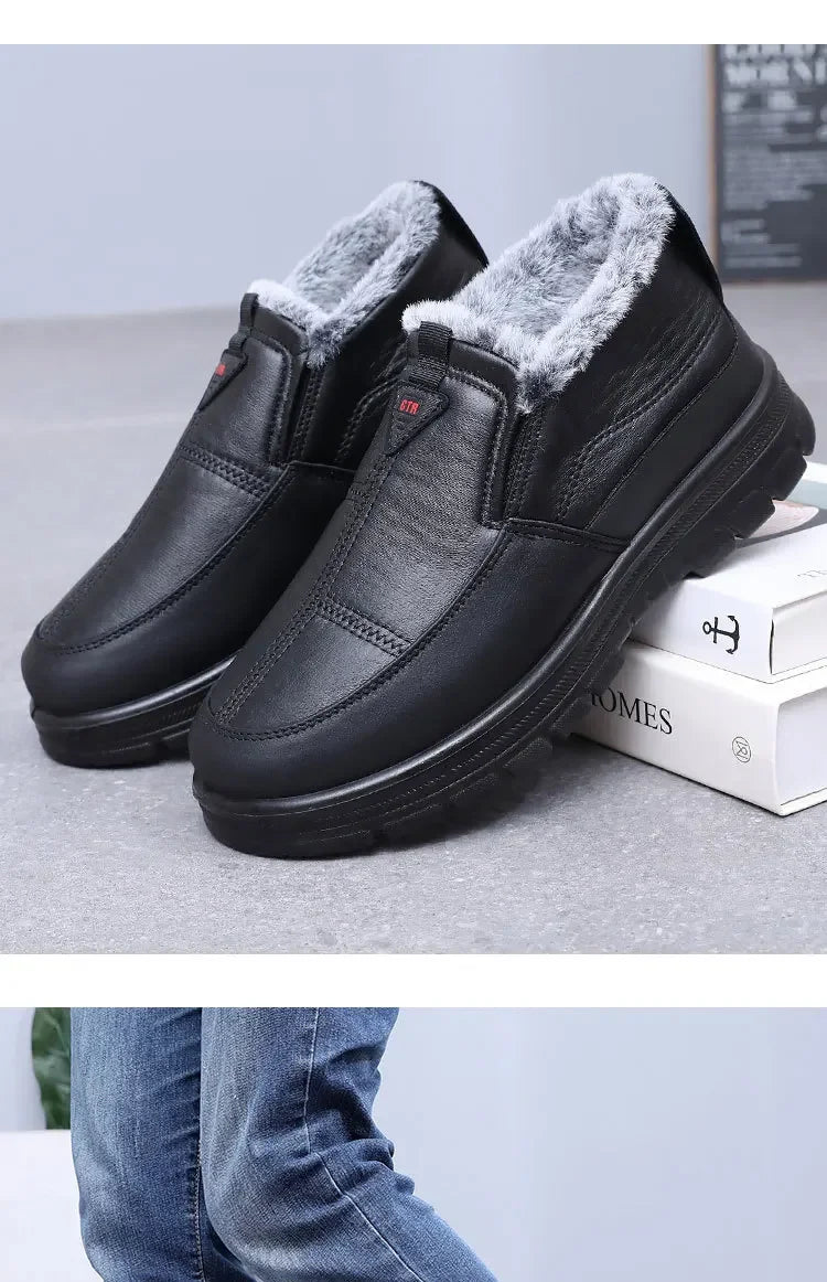 Winter Men's Boots New Plush Warm Waterproof Non Slip Cotton Boots Comfortable Outdoor Cold Proof Ankle Boots Botas Para Hombre