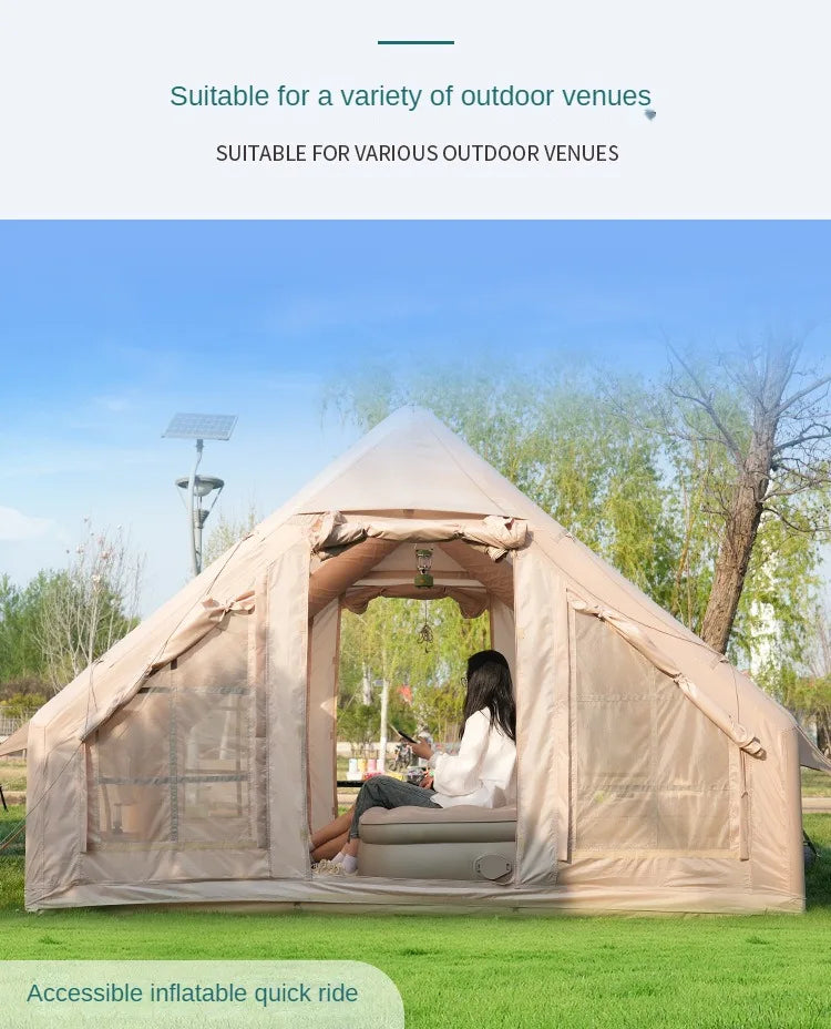Inflatable Camping Tent for Family, PVC Skylight Air Tube, Camp Base Tents, 12 Square Meters, Large Space, 5-8 Person