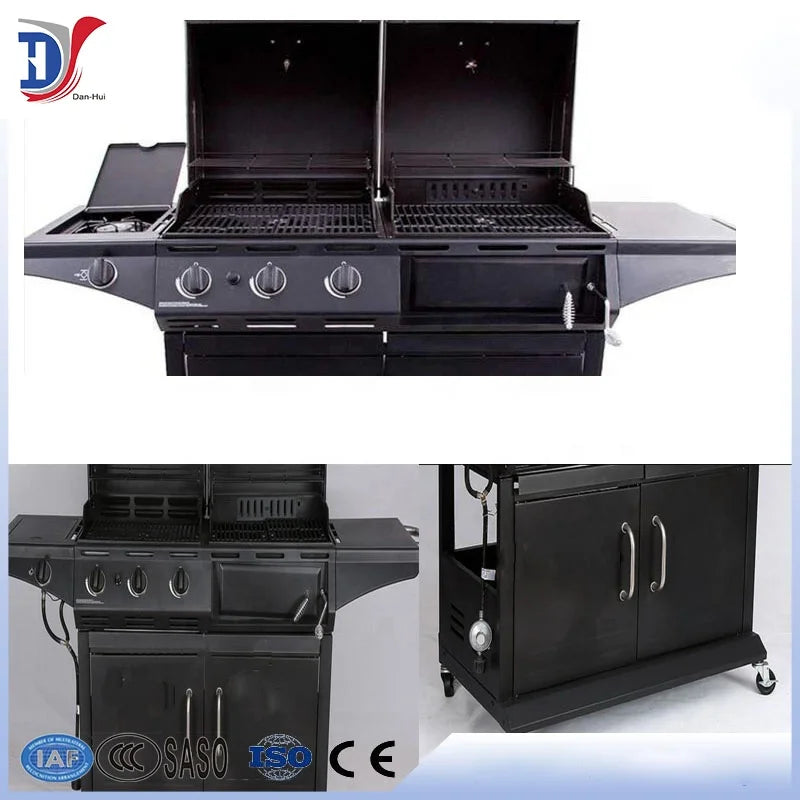 Homemade High Standard Stainless Steel Outdoor Garden High End Auto Ignition 3 Burners Gas Bbq Grill Barbecue BBQ