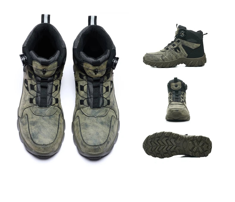 Rotating button Safety Boots Men Outdoor tactical boots Indestructible shoes Puncture-Proof Work Boots Steel toe shoes Sneakers