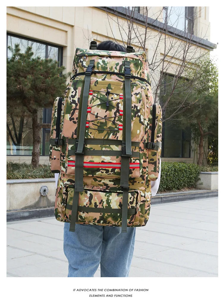 130L Large Capacity Mountaineering Bag Suitable  Outdoor Travel Camping Climbing Adventure Multifunctional Waterproof  Backpack
