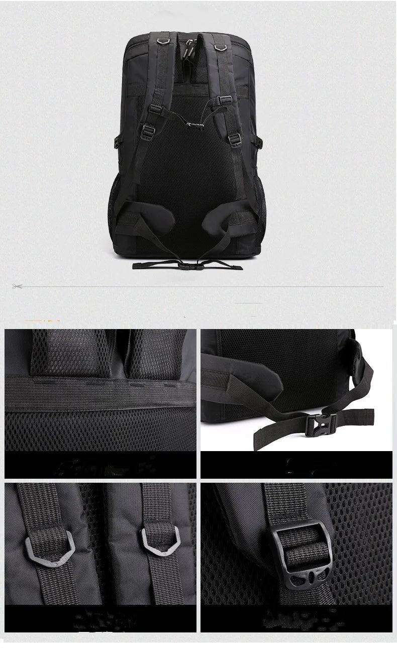 60L 80L Hiking Camping Backpack Nylon Waterproof Large Capacity Luggage Rucksack Men Women Outdoor Climbing Travel Sports Bag