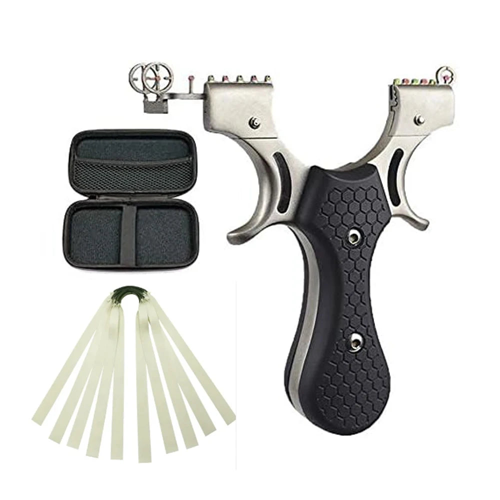 Slingshot Catapult for Hunting Competition Slingshots Metal Outdoor Sling Shot Powerful Hunting Slingshot with 5 Rubber Bands P