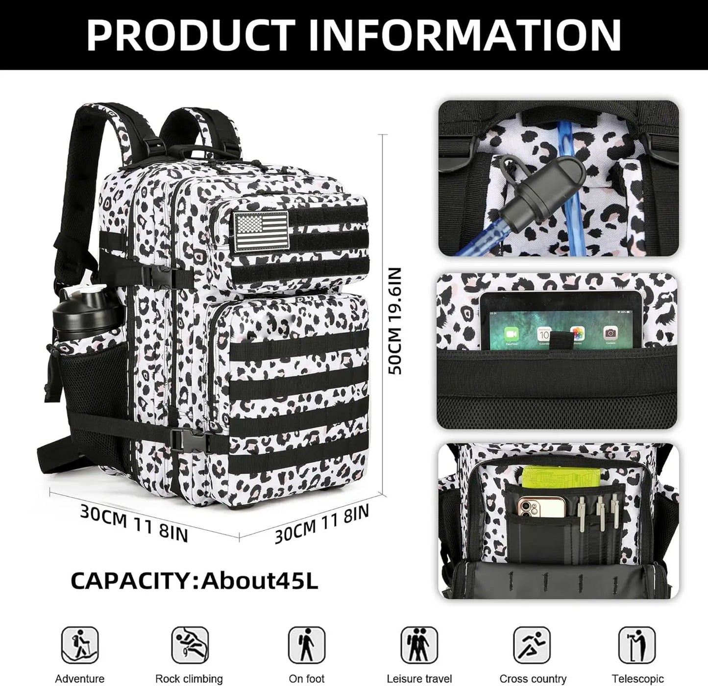 20L 45L Tactical Backpack Bag 3 Days Assault Outdoor Backpack Travel Waterproof Climbing Rucksack Camping Hiking Hunting Mochila