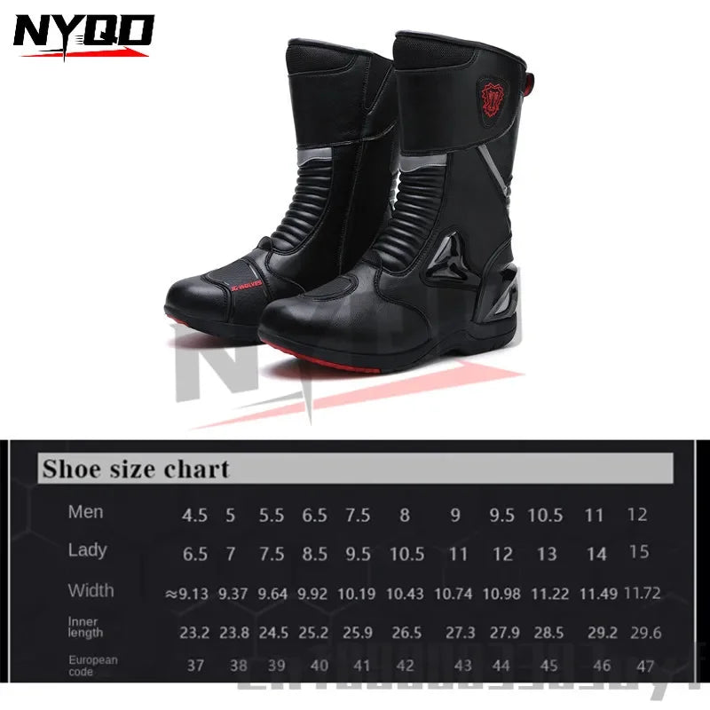 Motorcycle Boots for Men Women Riding Mid-Calf Ankle Protective Shoes Racing Long Boot Anti Slip Waterproof Moto Equipment