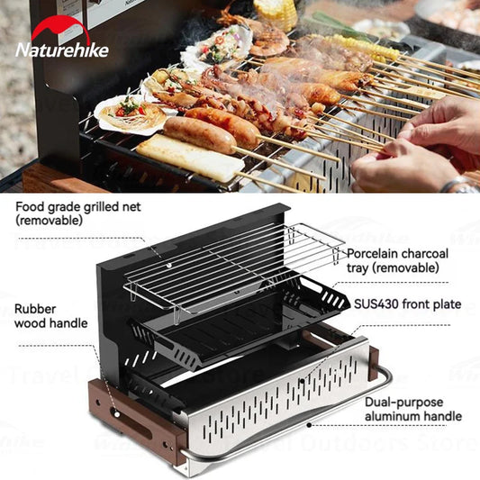 Naturehike Upgrade Barbecue Grill Lightweight Folding Portable Charcoal Burner Camping Outdoor Picnic Tabletop Cooking Stove Box