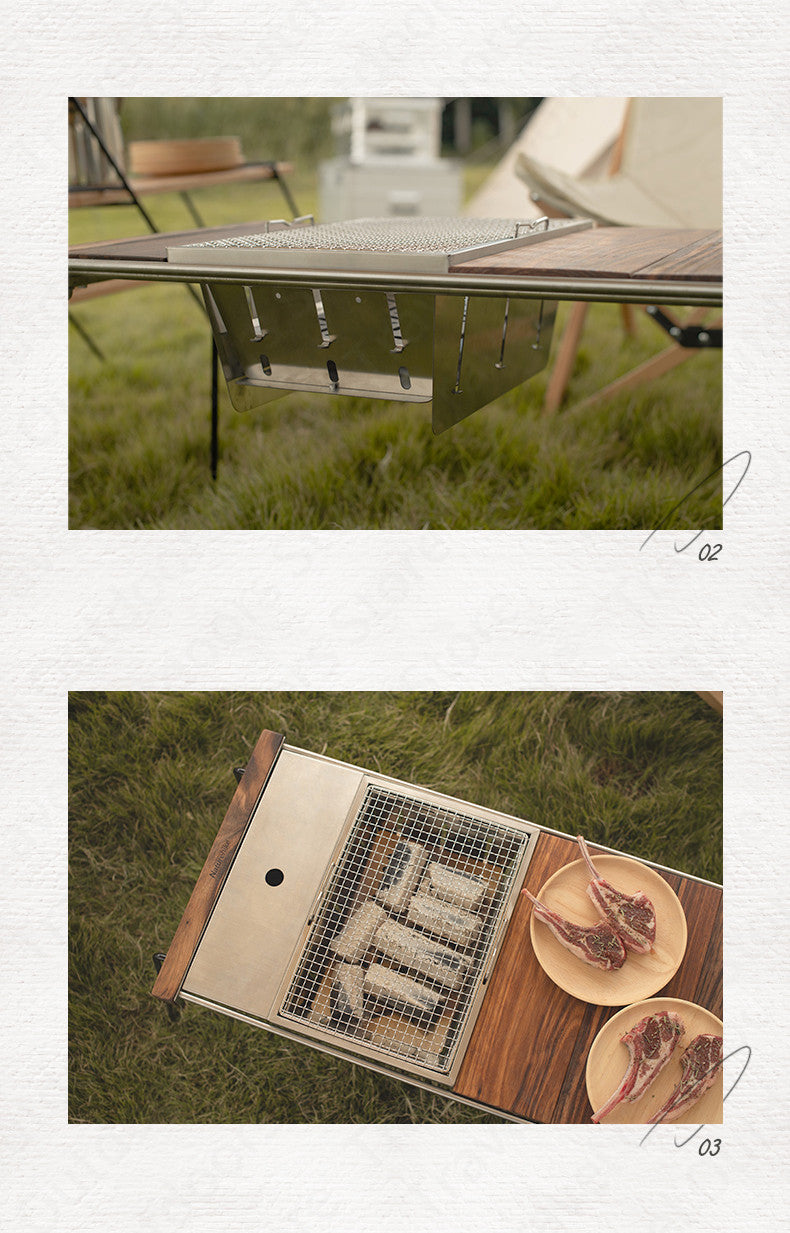 Naturehike IGT Outdoor Folding BBQ Grill Stainless Steel Embedded Oven Portable Stove Camping Picnic Tool Barbecue Accessories