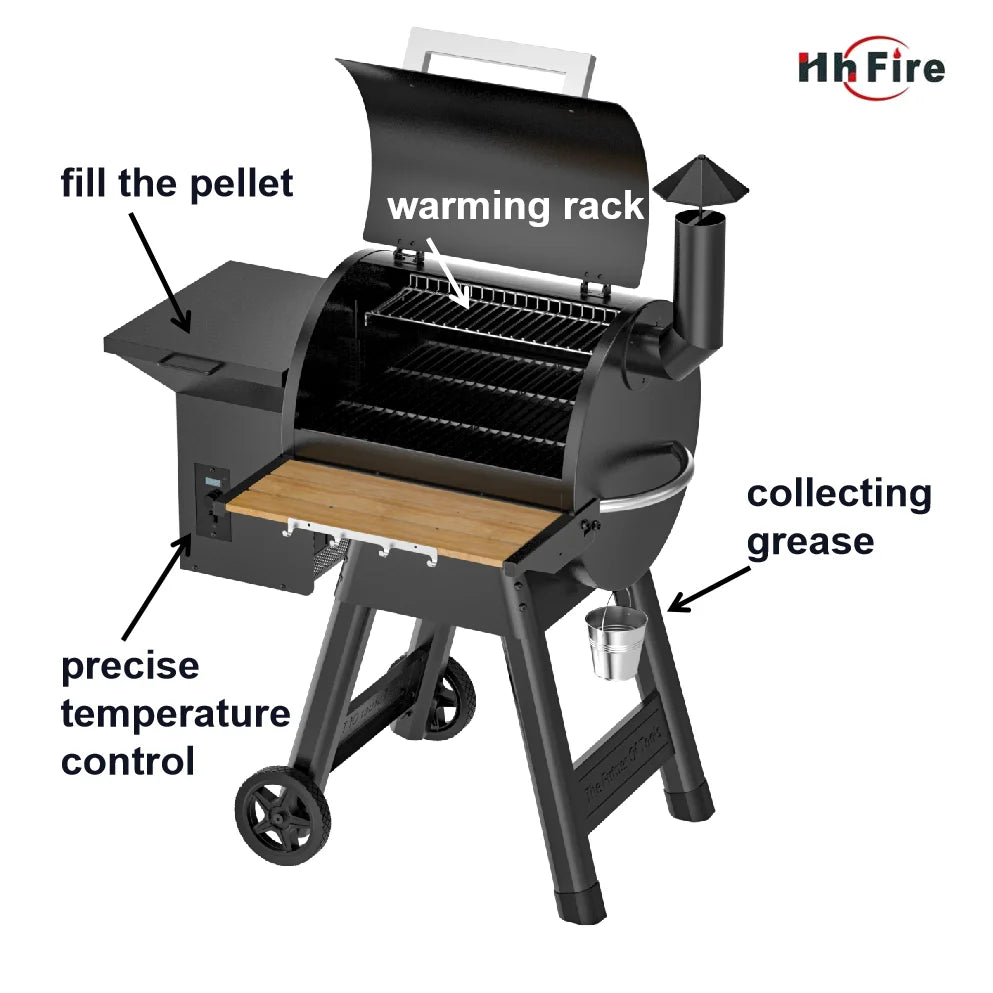 Outdoor Barbecue Charcoal Spcc With Black Orange Peel Powder Coating Electric Pellet Grills Garden Commercial BBQ Grill