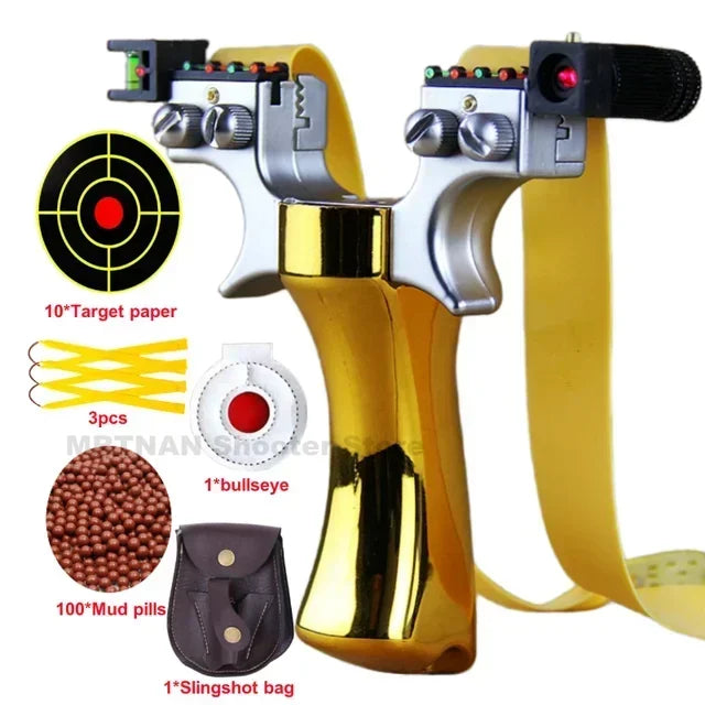 Powerful Laser Slingsshot Upgrade Outdoor Shooting Catapult Double Screw Quick Pressure Rubber Band Hunting Slingshot