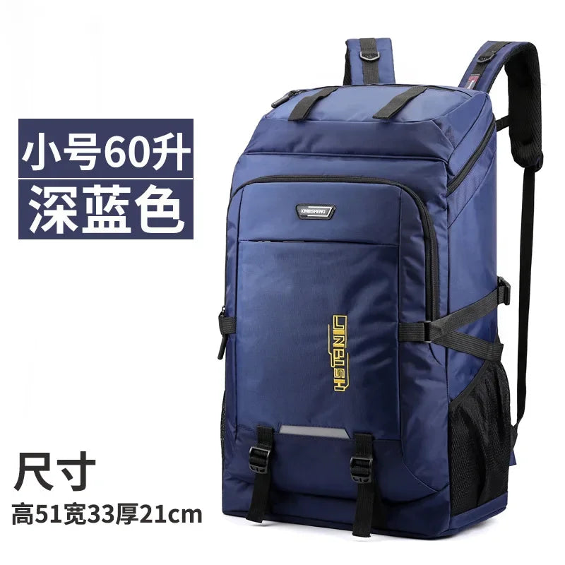 60L 80L Hiking Camping Backpack Nylon Waterproof Large Capacity Luggage Rucksack Men Women Outdoor Climbing Travel Sports Bag