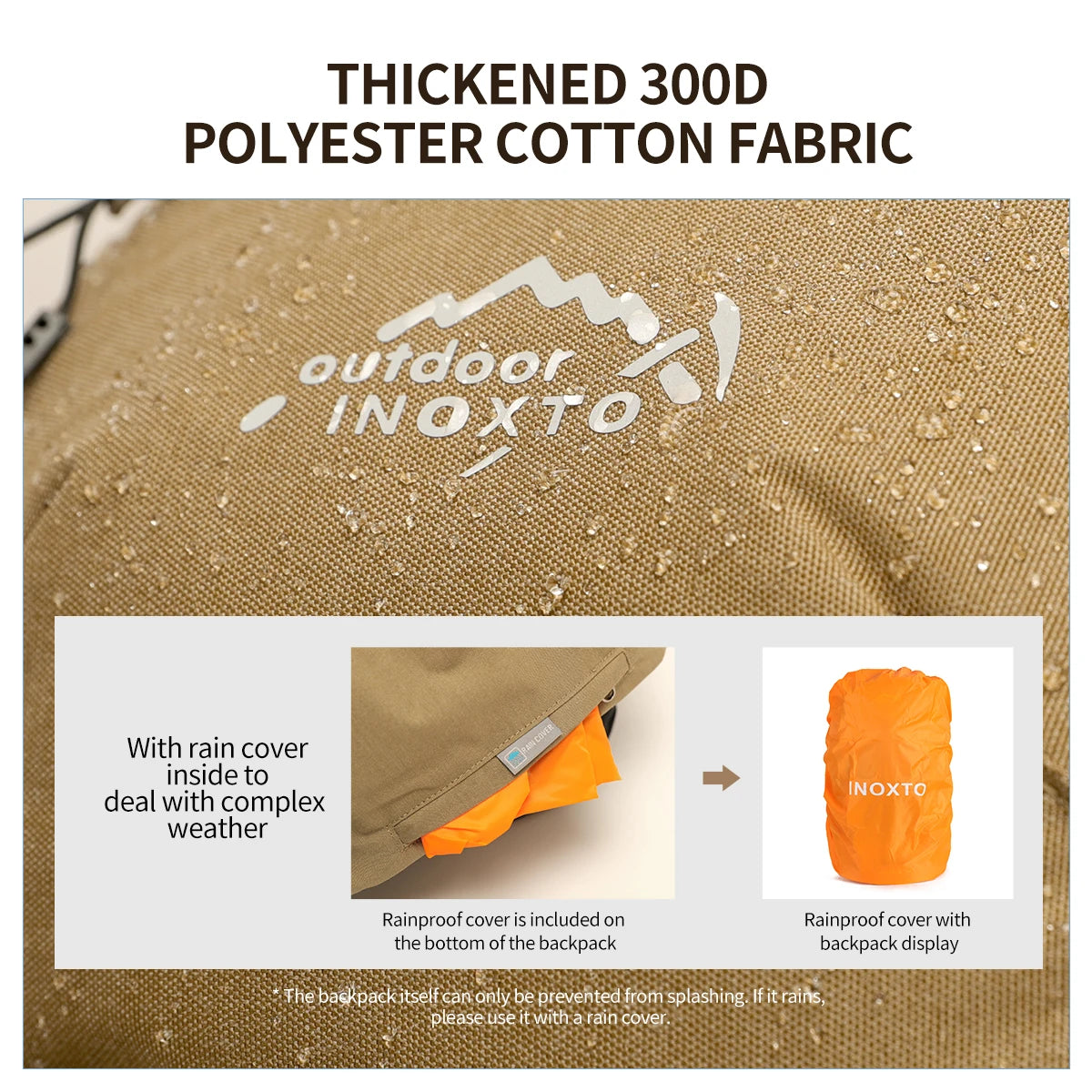 Internal frame waterproof hiking camping backpack with rain cover, large lightweight travel day backpack for climbing