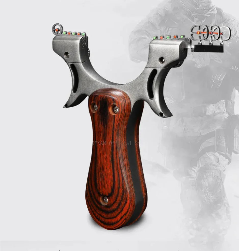 Outdoor Hunting Stainless Steel Wooden Handle Shooting Slingshot Traditional Rubber Band Catapult Slingshot Adult Shooting Game