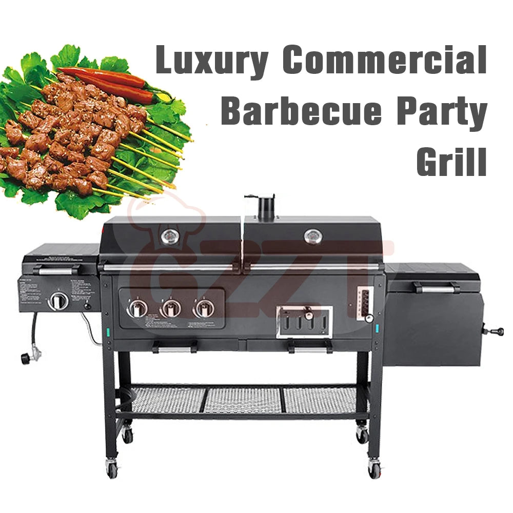 IT-4518S Gas Charcoal Combo Combination Hybrid Gas BBQ Barbecue Grills with Infrared burner Outdoor Kitchen Cooking Equipment