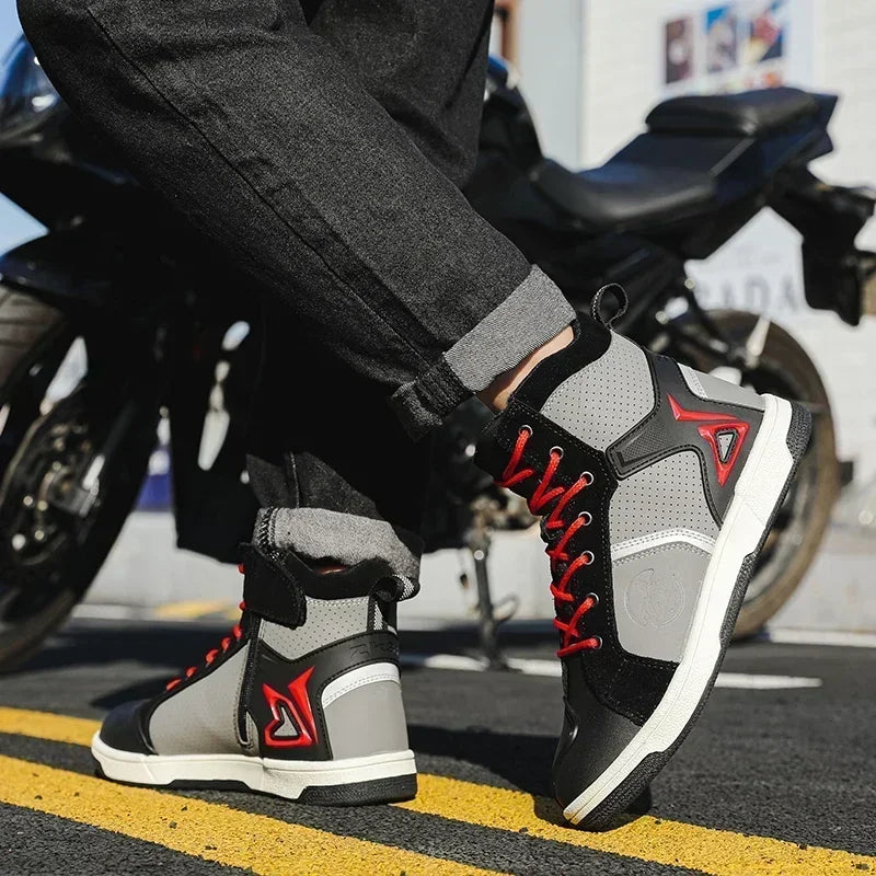Motorcycle Shoes Men Motocross Boots Motobiker Racing Shoes Toe Cap Hardening Protective Cycling Shoes Summer Breathable Sneaker