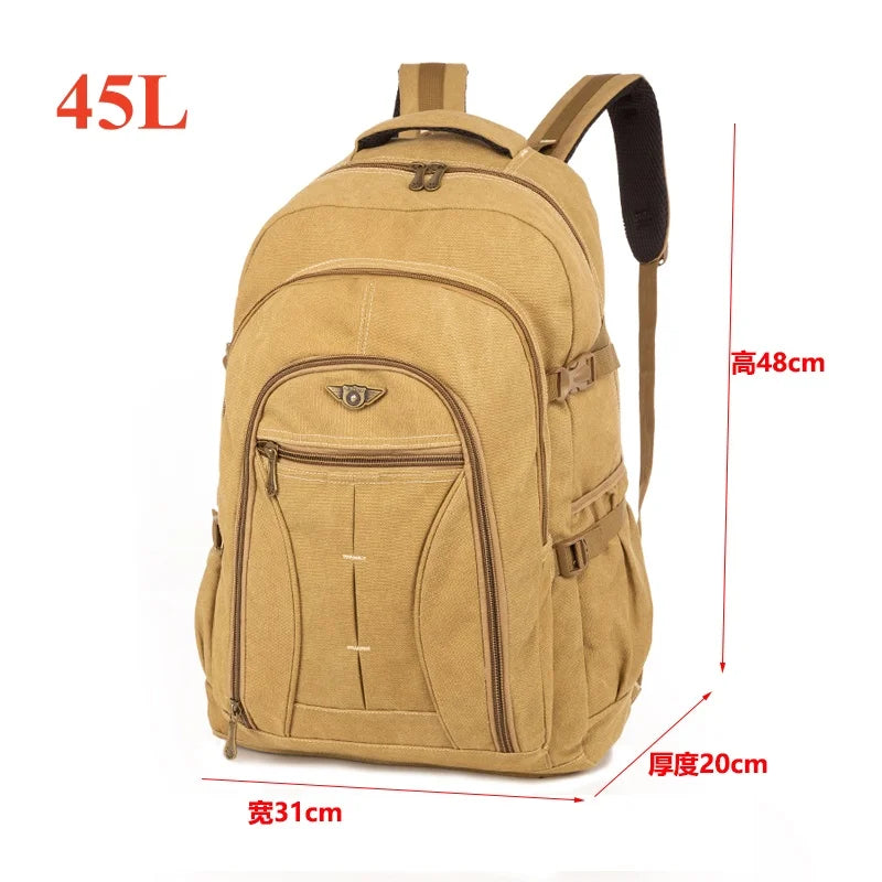 55L 70L Canvas Sports Backpack Men Outdoor Hiking Camping Travel Bag Luggage Rucksack Large Capacity Climbing Tactical Backpack